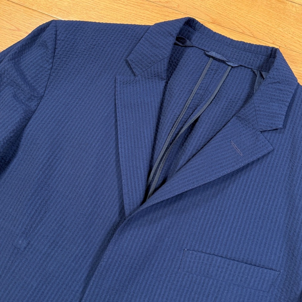 HUGO BOSS-LORO PIANA Silk-Wool Blazer Navy Blue‎ Textured Jacket 38R - Picture 2 of 11
